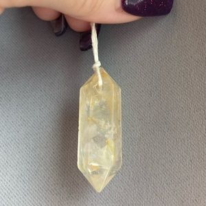 Large Citrine Quartz Crystal Point Pendants Yellow